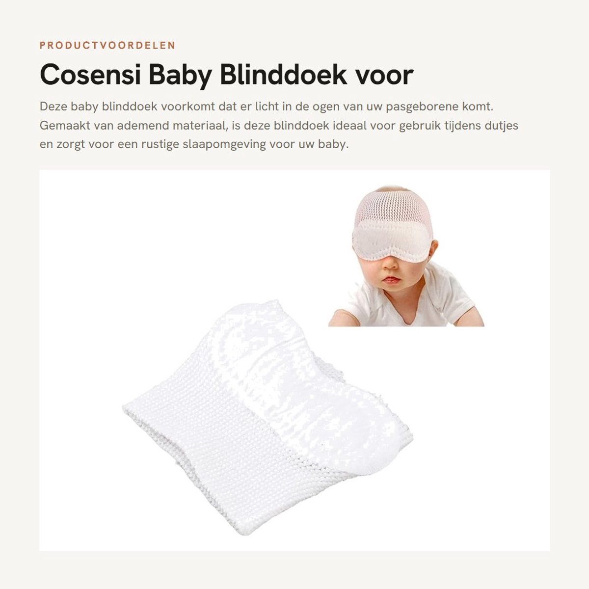 Dailygoods- Baby-blindmasker ademend - Oogklep voor pasgeborenen - Lichtschaduw - Elastisch - Veiligheidswaarschuwing - Blokkeert blauw licht - Oogmasker