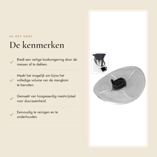 Dailygoods - TM6 Mesafdekking - Kookmachine Mesafdekking - Bescherming voor Snijder - Roestvrijstalen Deksel - Geschikt voor TM5 TM6 TM31 - 19,3 x 17,... van Dailygoods — afbeelding 5