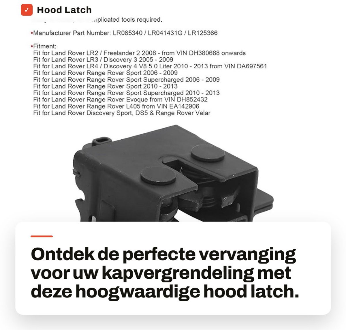 Dailygoods- Hood Latch Vervanging - Sloten/Accessoires - Klink Motorkap - Hoogwaardig Metaal - Duurzaam/Slijtvast - Eenvoudig te Installeren - Motorkapvergrendeling