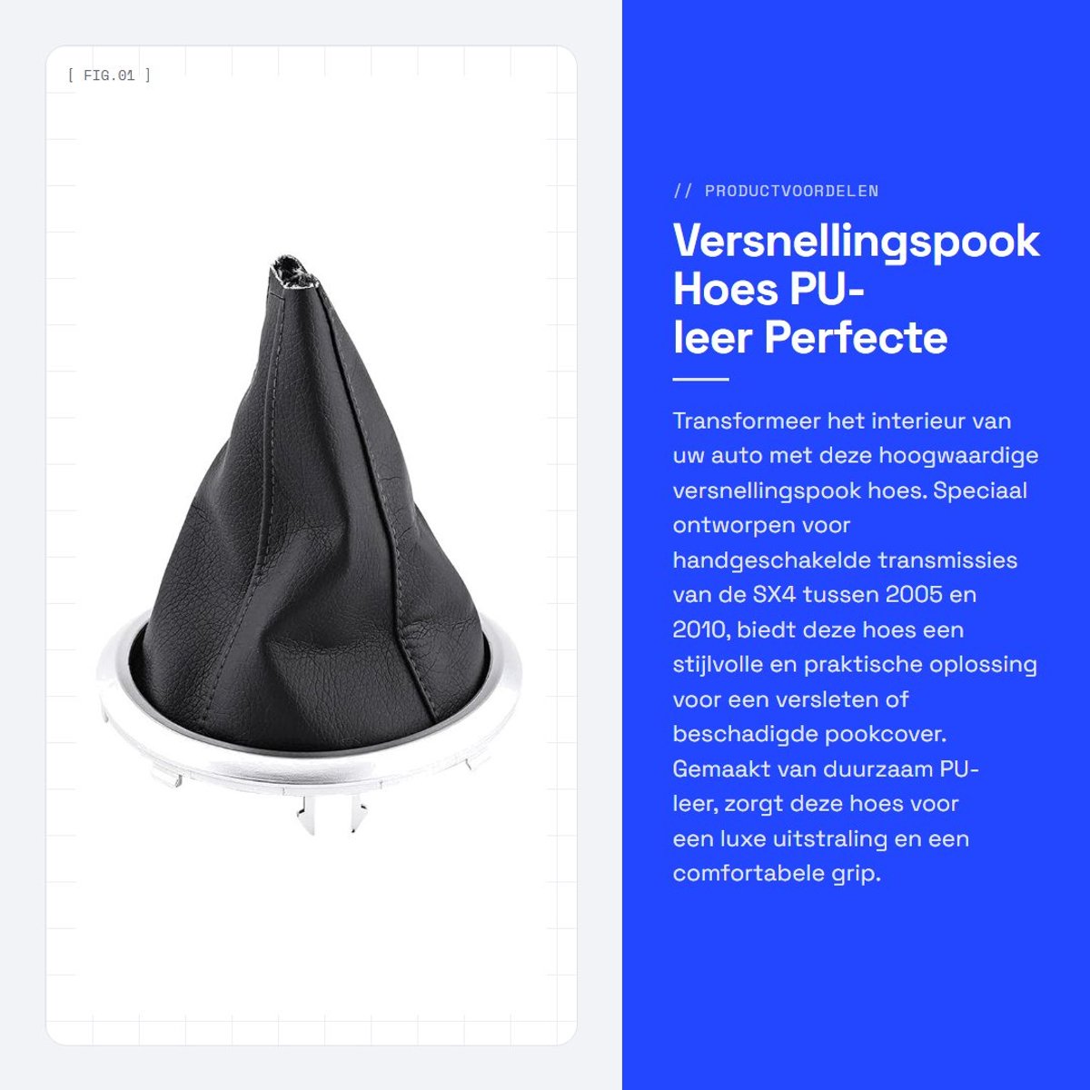 Dailygoods- Versnellingspook Hoes Zwart - PU-leer - Directe Vervanging - Geschikt voor Swift SX4 2005-2010 - Handgeschakelde Versnellingsbak - Kofferbakafdekking