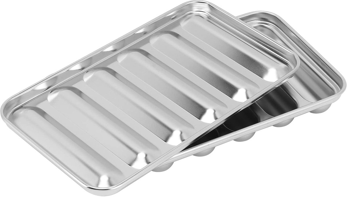 Dailygoods- Bakvorm Roestvrij Staal - Worstvorm - Niet-klevend - Voor Oven/Vaatwasser - Inclusief Deksel - Lichtgewicht 167g