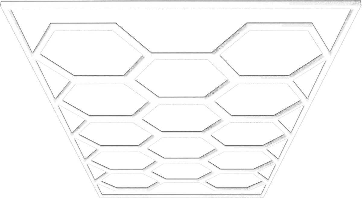 Hexagon LED Lamp - Werkplaats Verlichting - Ruimte Verlichten - Flexibele Combinatie - 243 x 484 cm - Wit