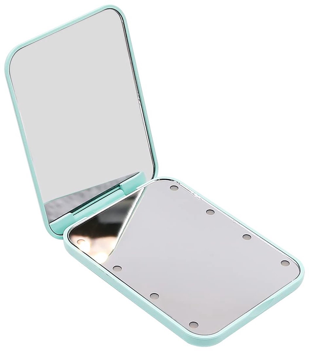 Dailygoods - Mini LED Zakspiegel Compact Opvouwbaar Dubbelzijdig Groen