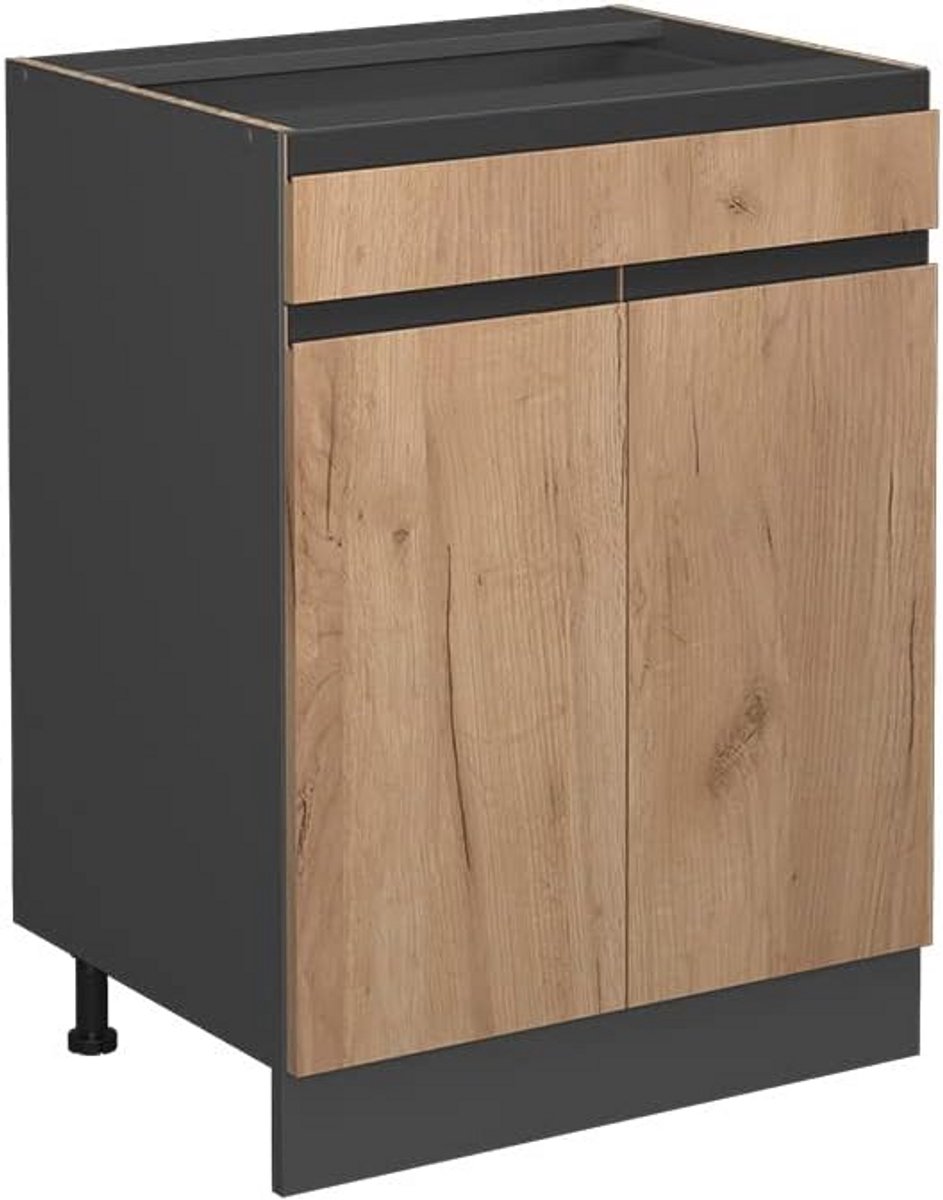 Keukenkast met lade - Onderkast J-Shape - Keuken Opbergen - Modulair en uitbreidbaar - 60 