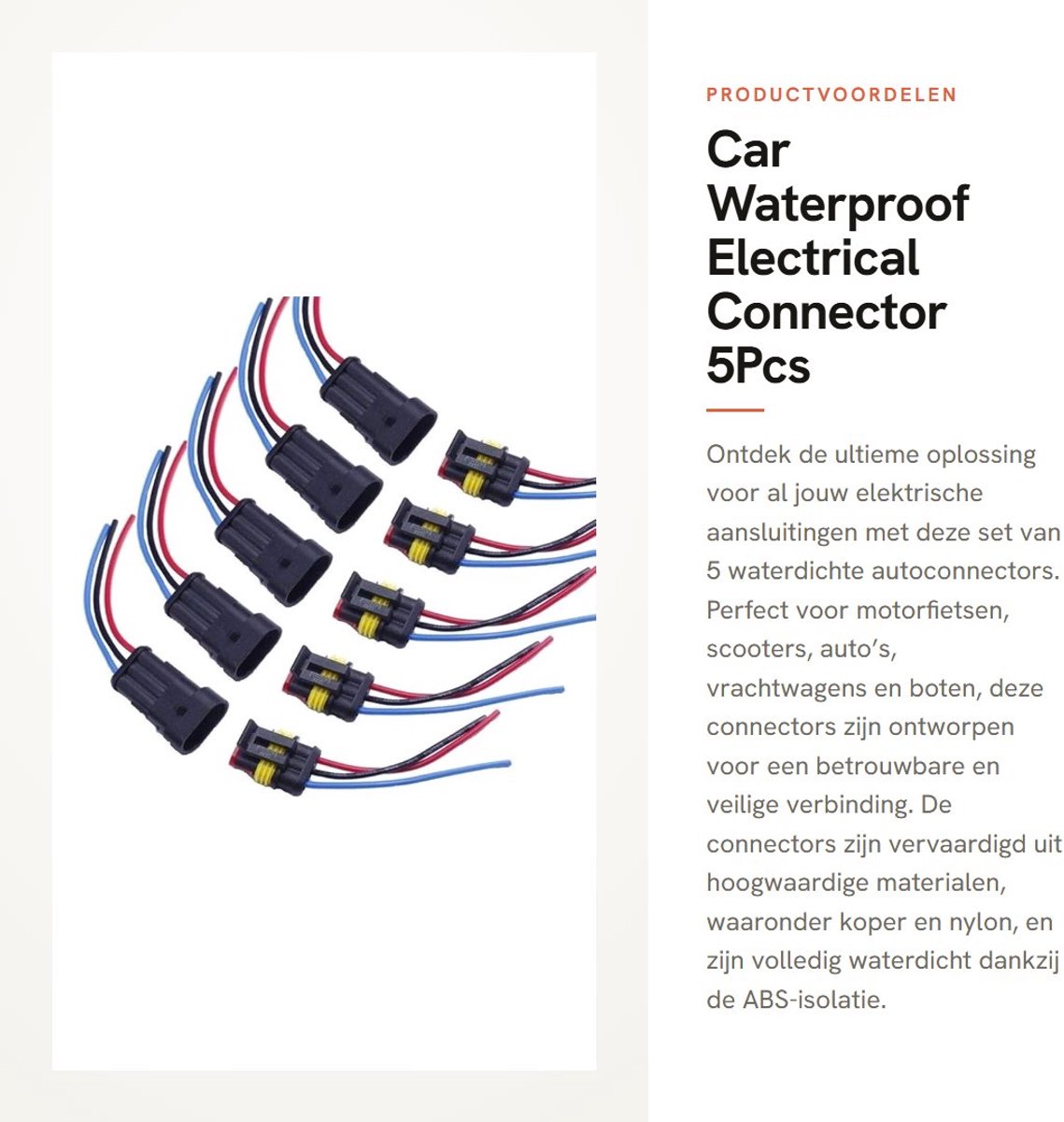 Dailygoods - Car Waterproof Electrical Connector - 5Pcs Set - 16AWG - Snelle aansluiting - Waterdicht - Geschikt voor voertuigen - Plug & Play