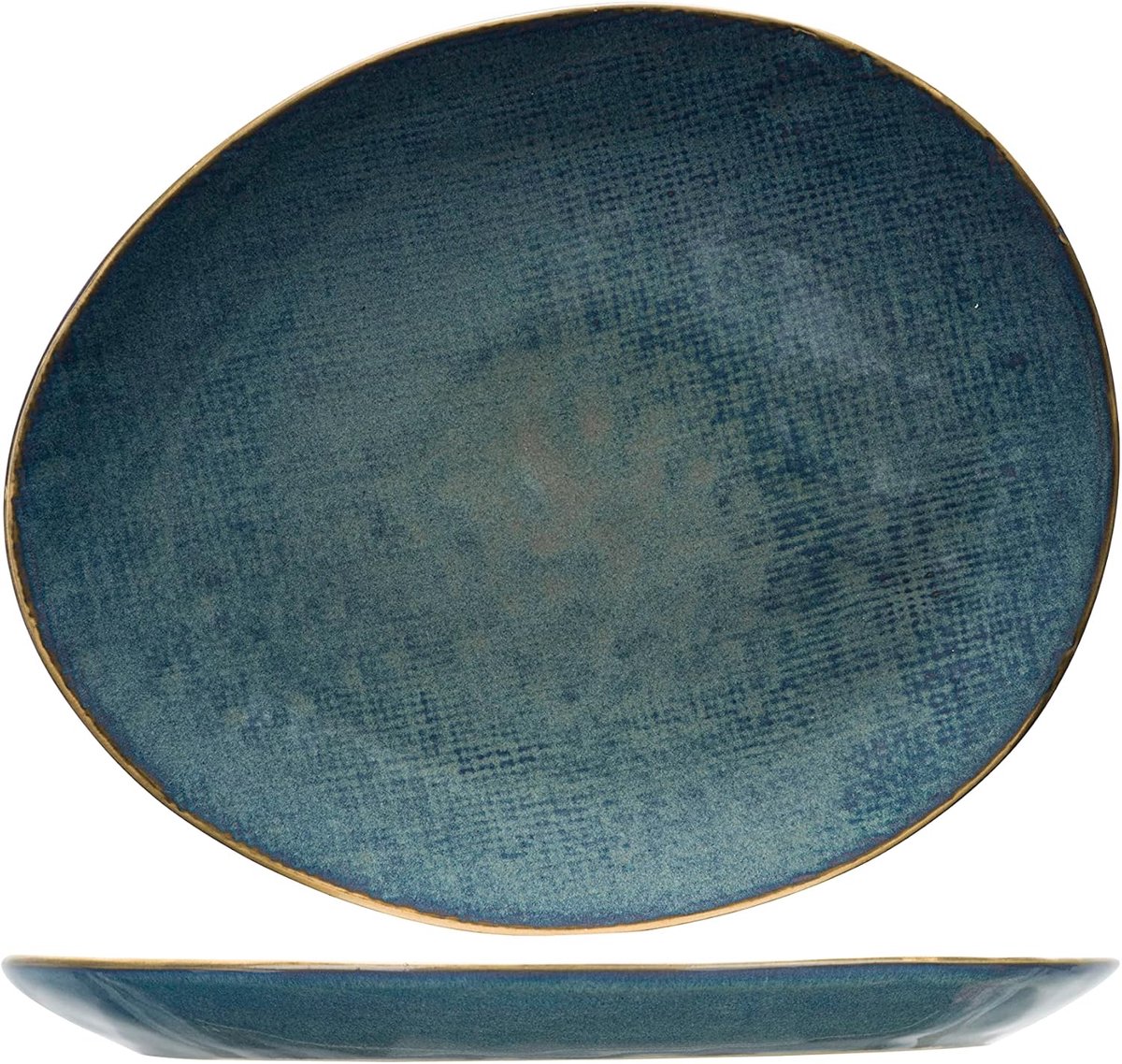 Dessertborden Ovale Set - Borden Blauw - Chique Dineren - Vaatwasserbestendig - 6 Stuks - Blauw