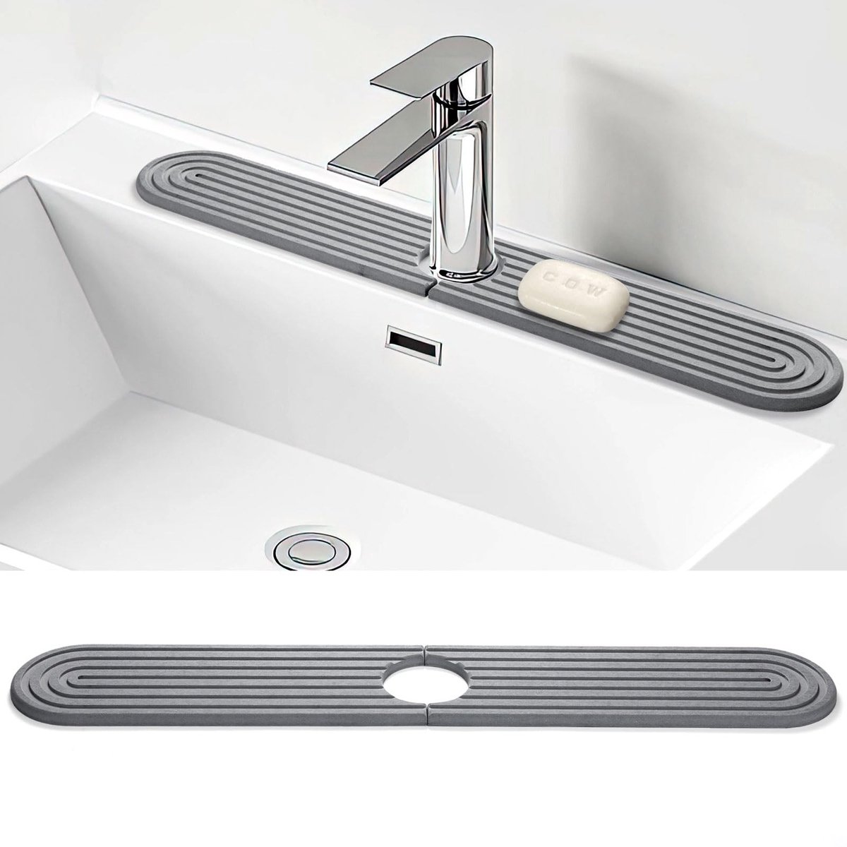 Dailygoods- Gootsteenmat Antislip - Sneldrogende Watersteen - Spatbescherming - Keuken/Badkamer - 61 x 100 cm - Natuurlijke Diatomiet - Faucetmat