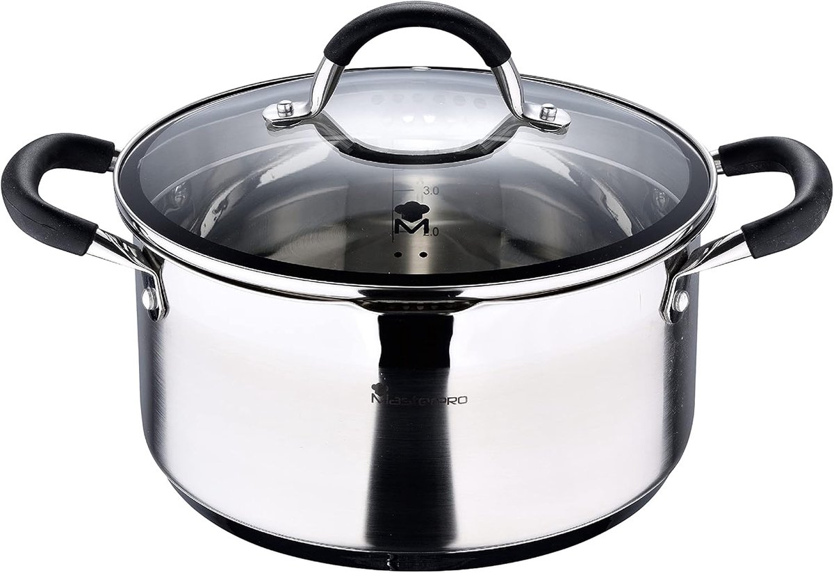 Kookpan Roestvrij Staal Soepketel Steelpan Dagelijks Koken Antiaanbaklaag 24 x 12 cm Zilver