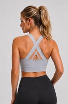 SparkNine Stride sport-bh - met uitneembare pads - S - grijs - cross-back - medium support - zacht & elastisch materiaal