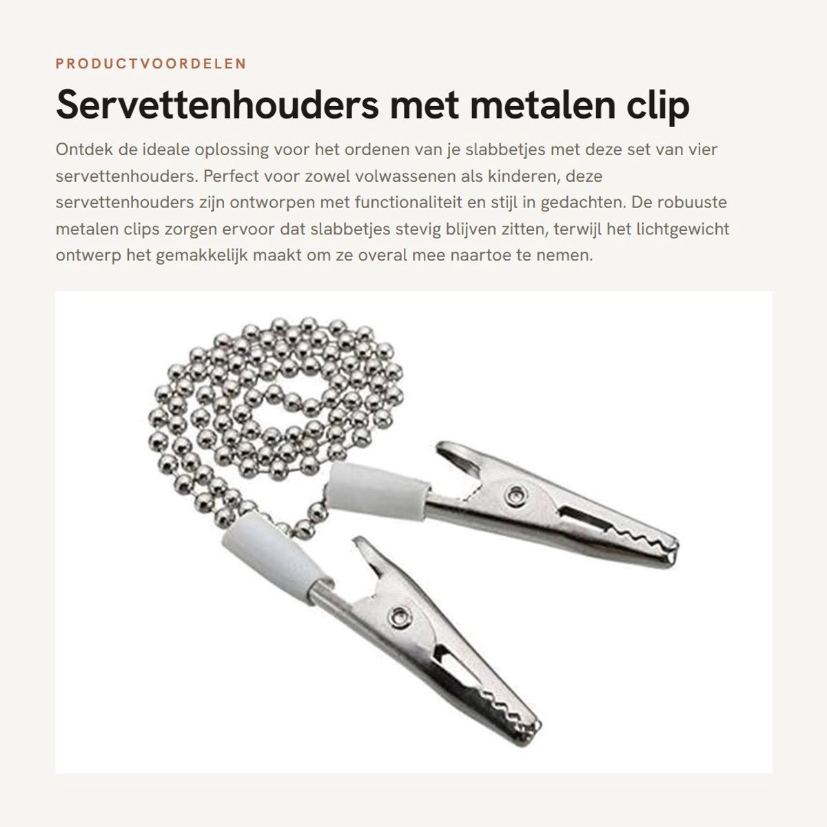 Dailygoods- Servettenhouder - 4 Stuks - Roestvrij Staal - Lichtgewicht - Duurzaam - Praktisch Ontwerp - Geschikt voor Volwassenen en Kinderen - Servettenclip