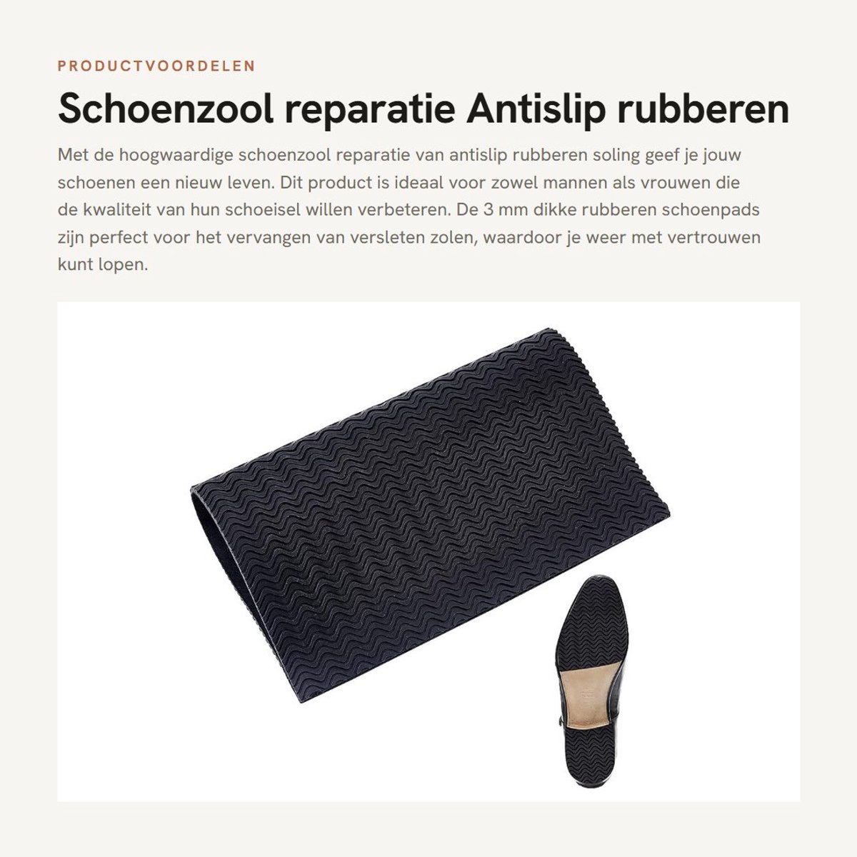 Dailygoods- Schoenzool 3 mm Dikke Antislip - Rubberen Soling - Schoenpads - Hiel Vervanging - Voor Vrouwen/Mannen - Zwart