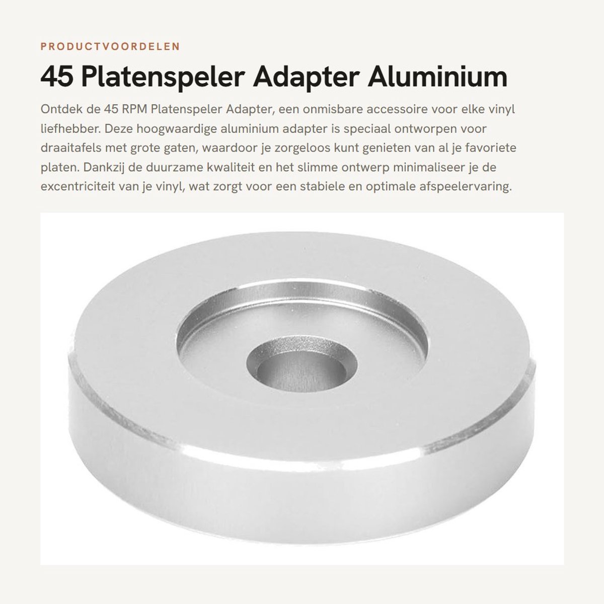 Dailygoods - 45 Platenspeler Adapter - Aluminium Draaitafel Dome Adapter - Zwart - Conversie Klem - Voor Grote Gaten - Geschikt voor Draaitafels -...