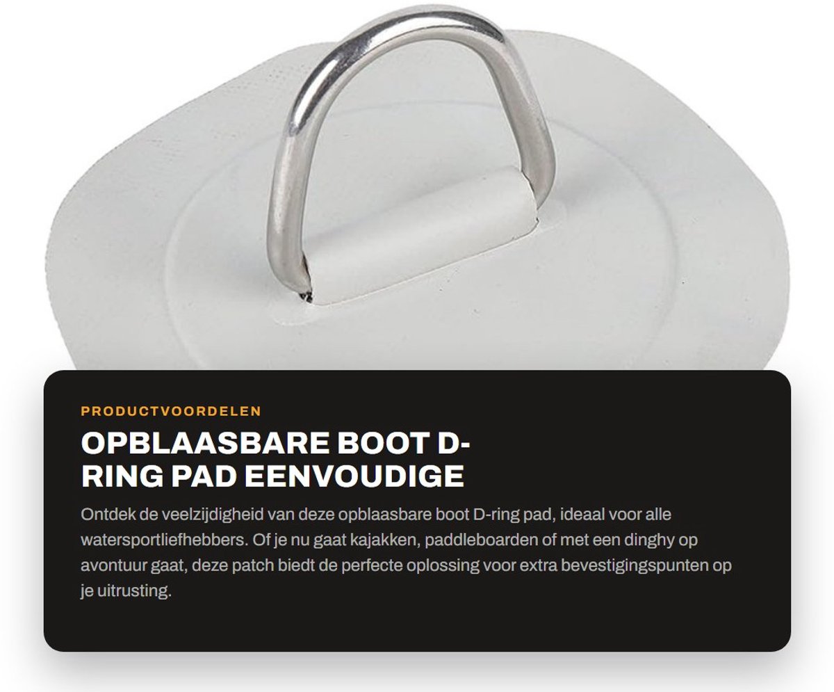 Dailygoods- D-Ring Pad - Eenvoudige installatie - PVC/RVS - Opblaasbare Boot - Extra ankerpunten - Duurzaam en milieuvriendelijk - Bootaccessoire