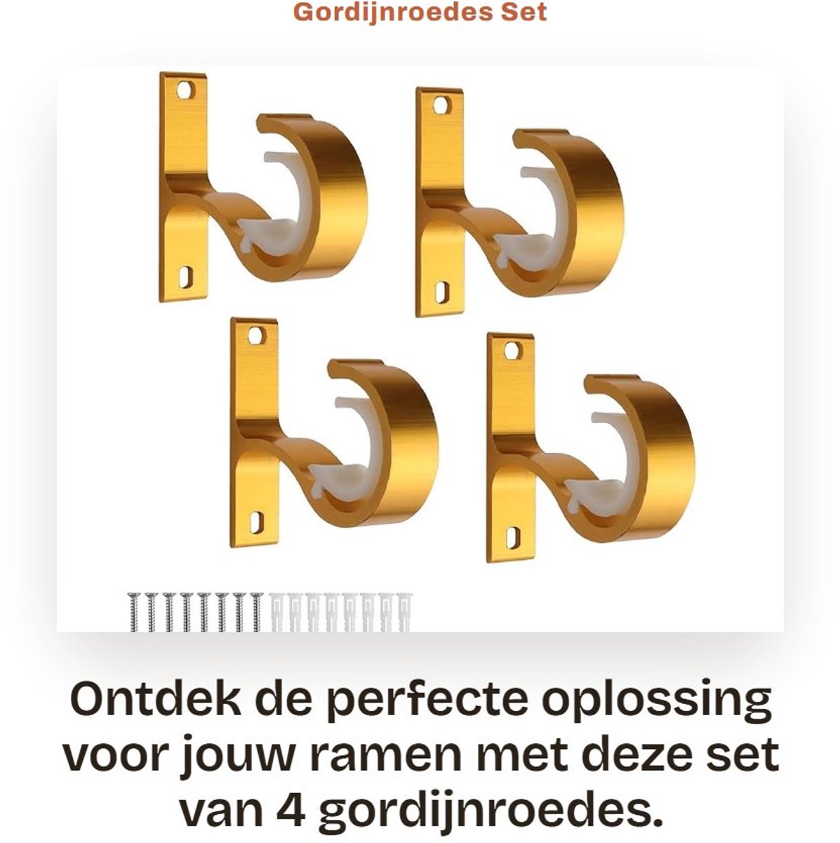 Dailygoods- Gordijnroedes Set van 4 - Gordijnroede Houder - Plafondmontage - Metaal - Hoogte 83 mm - Sterk Draagvermogen - Gordijnhouder