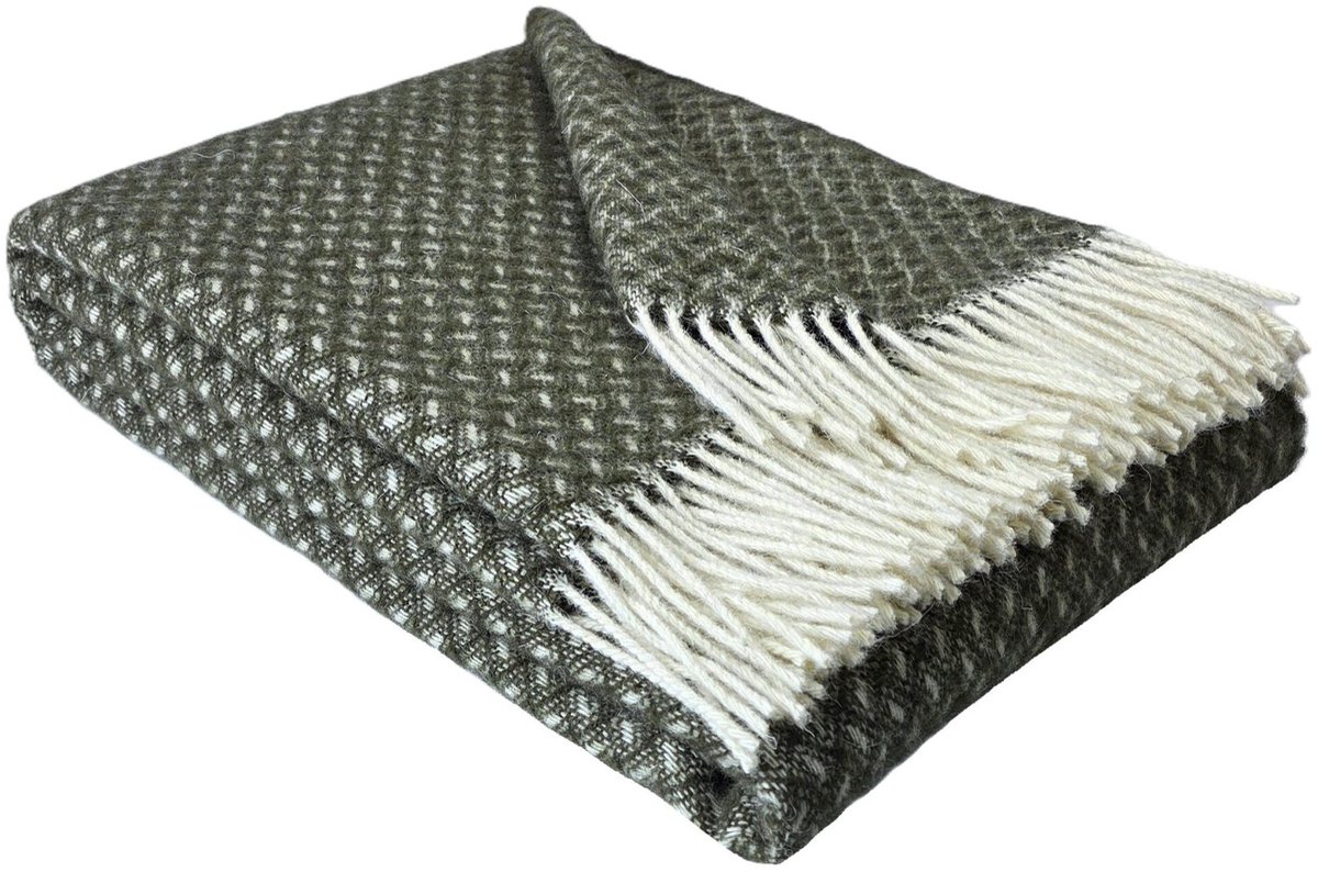 WOOOL® Plaid - NORD (Mosgroen) - 140x200cm - 100% Wol - 350gm/2