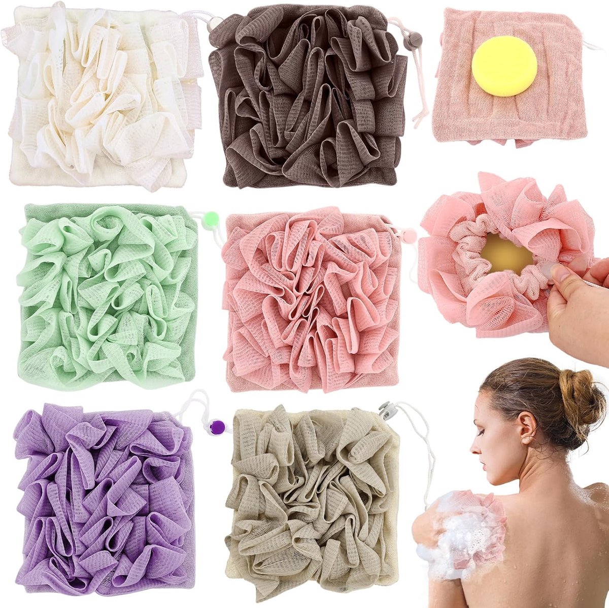 Zeep Bar Loofah - Zeepzakje Douche - Huid Reinigen - Rijke Schuim Generatie - 6 Stuks - Multicolor
