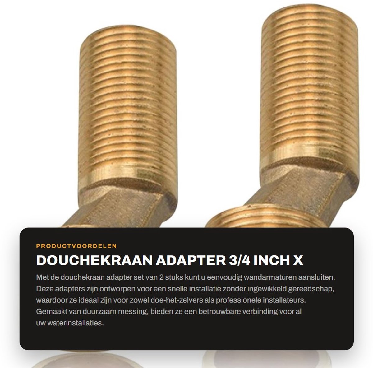 Dailygoods - Douchekraan Adapter - 3/4 inch x 1/2 inch - Eenvoudige installatie - Messing