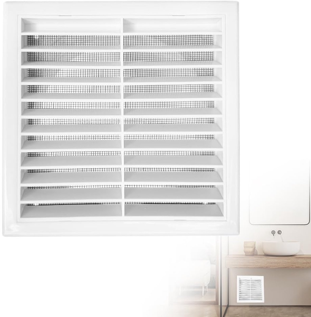 Dailygoods- Ventilatierooster afsluitbaar - Ventilatierooster wit - Insectenbescherming - Platte ventilatiesleuven - Rooster voor luchtuitlaten - Geïntegreerde ventilatieopeningen - Luchtrooster