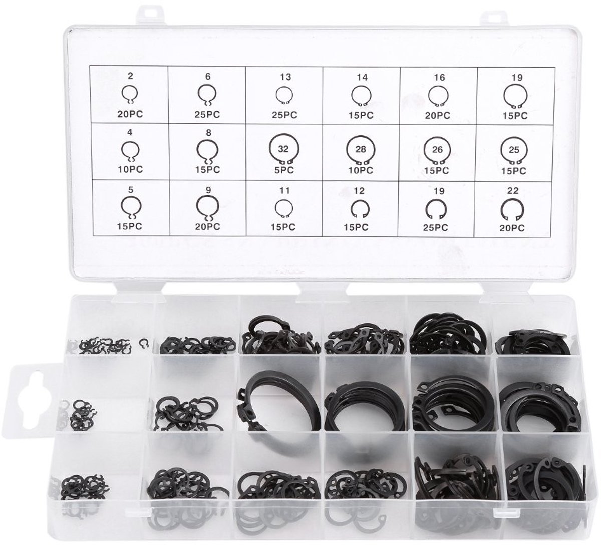 Dailygoods- Retaining Ring Set 300pcs - E-Clip Ring Kit - Externe