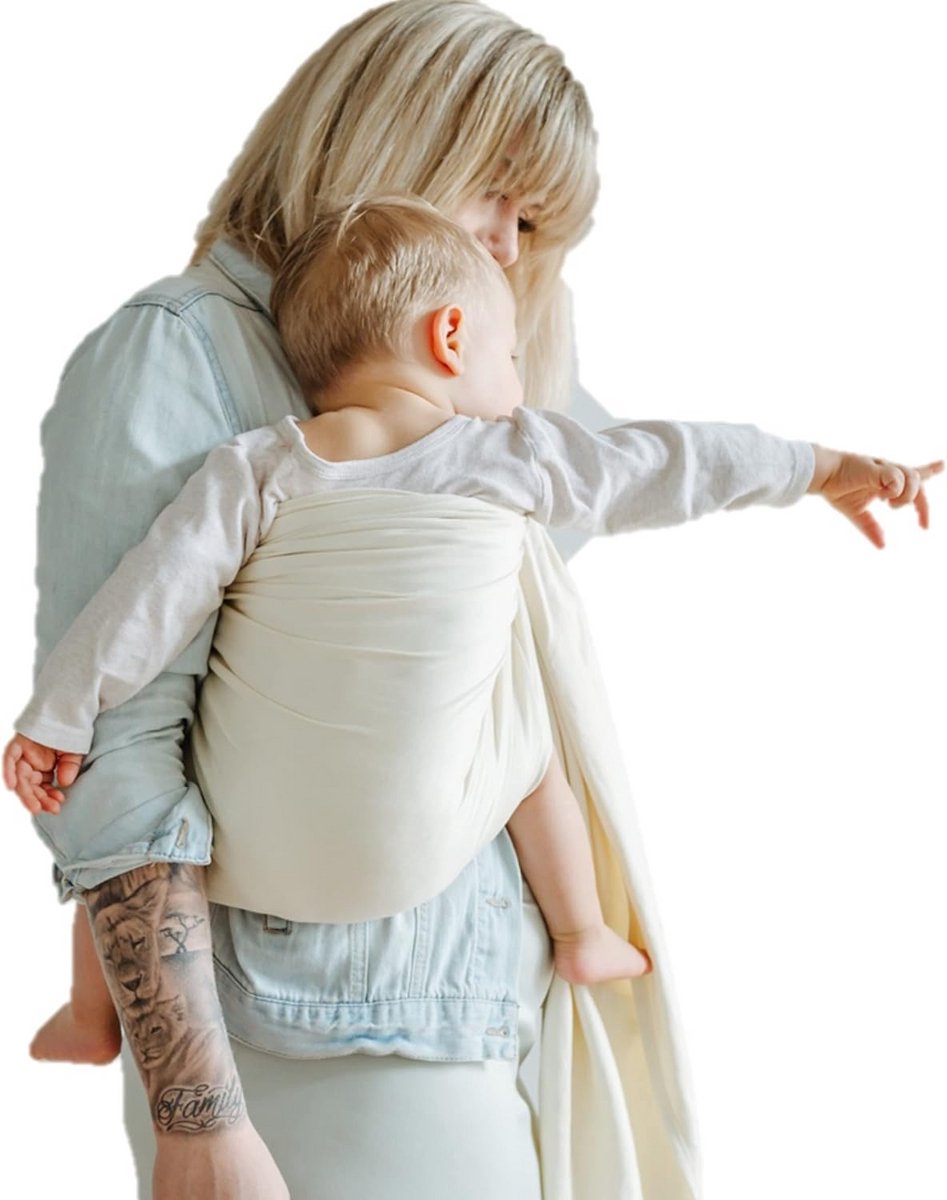 Ring Sling - Draagdoek baby - Baby dragen - 100% biologisch katoen - 210 x 70 cm - Beige – foto 2