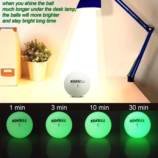 Lichtgevende Golfballen - Nacht Golf Ballen - Golfen in Donker - Automatische Lichtabsorptie - 6 Stuks - Glow In The Dark — afbeelding 2