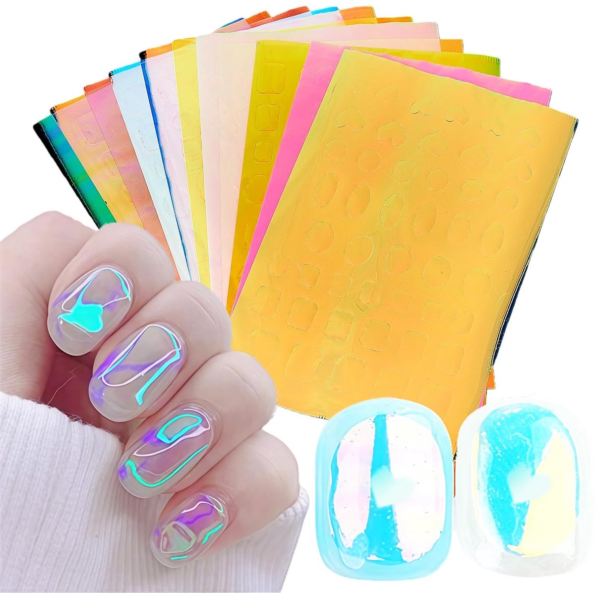 Dailygoods - Set van 22 Aurora Nagelfolie Stickers voor Nagelkunst