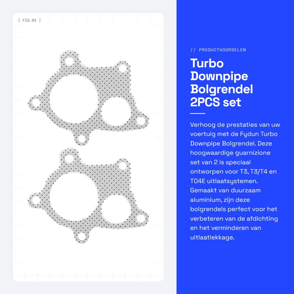 Dailygoods- Turbo Downpipe - Uitlaatpakking - 2 Stuks - Aluminium - Geschikt voor T3/T4/T04E - Hoge kwaliteit - Standaard afmetingen