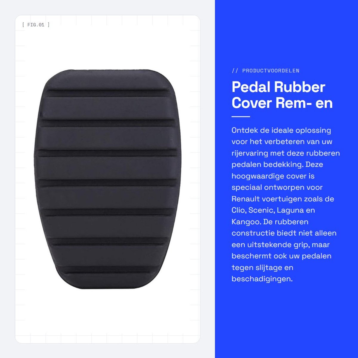 Dailygoods- Rubber Afdekking Zwart - Pedaal - Rempedaal - Koppeling - Geschikt Voor Scenic/Laguna/Espace - Materiaal: Rubber - Pedaalrubber