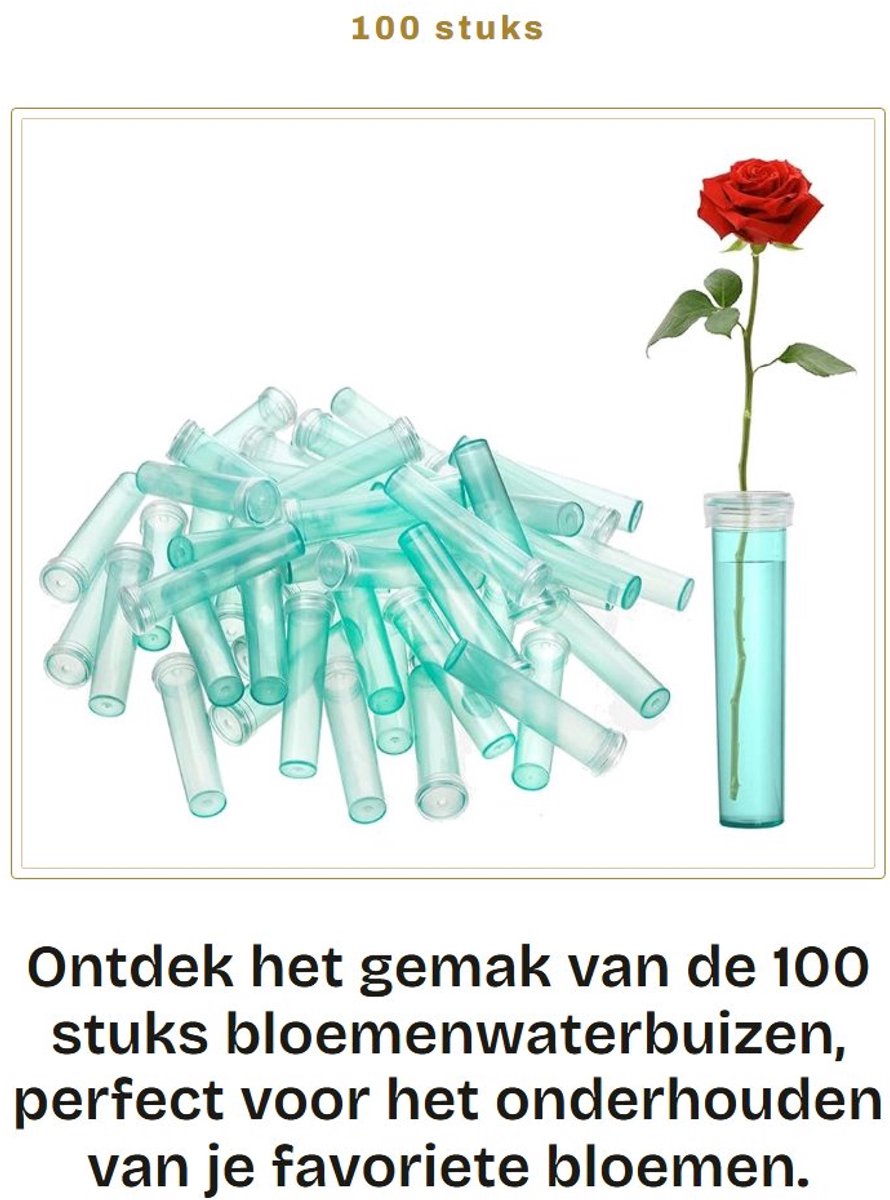 Dailygoods - 100 stuks bloemen waterbuizen - doorzichtige plastic waterflesjes - met rubberen deksels - ideaal voor bloemen - 2,8 inch - perfect voor...