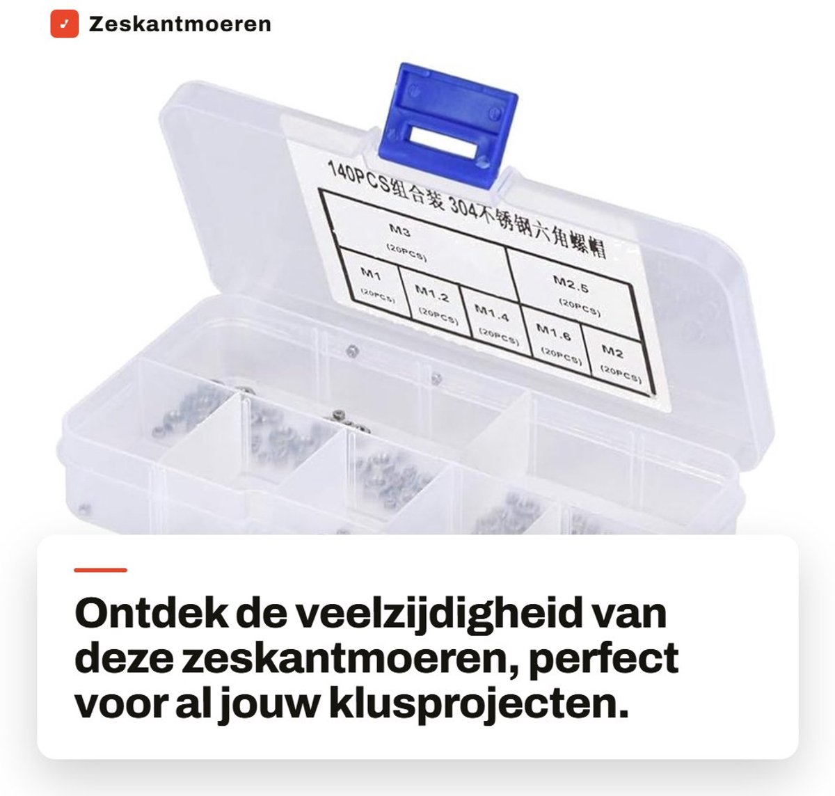 Dailygoods- Zeskantmoeren 140 Stuks - Roestvrij Staal - M1/M1.2/M1.4/M1.6/M2/M3/M2,5 - Corrosieweerstand - Voor Bouwbevestigingen - Zeshoekige Vorm - Moeren