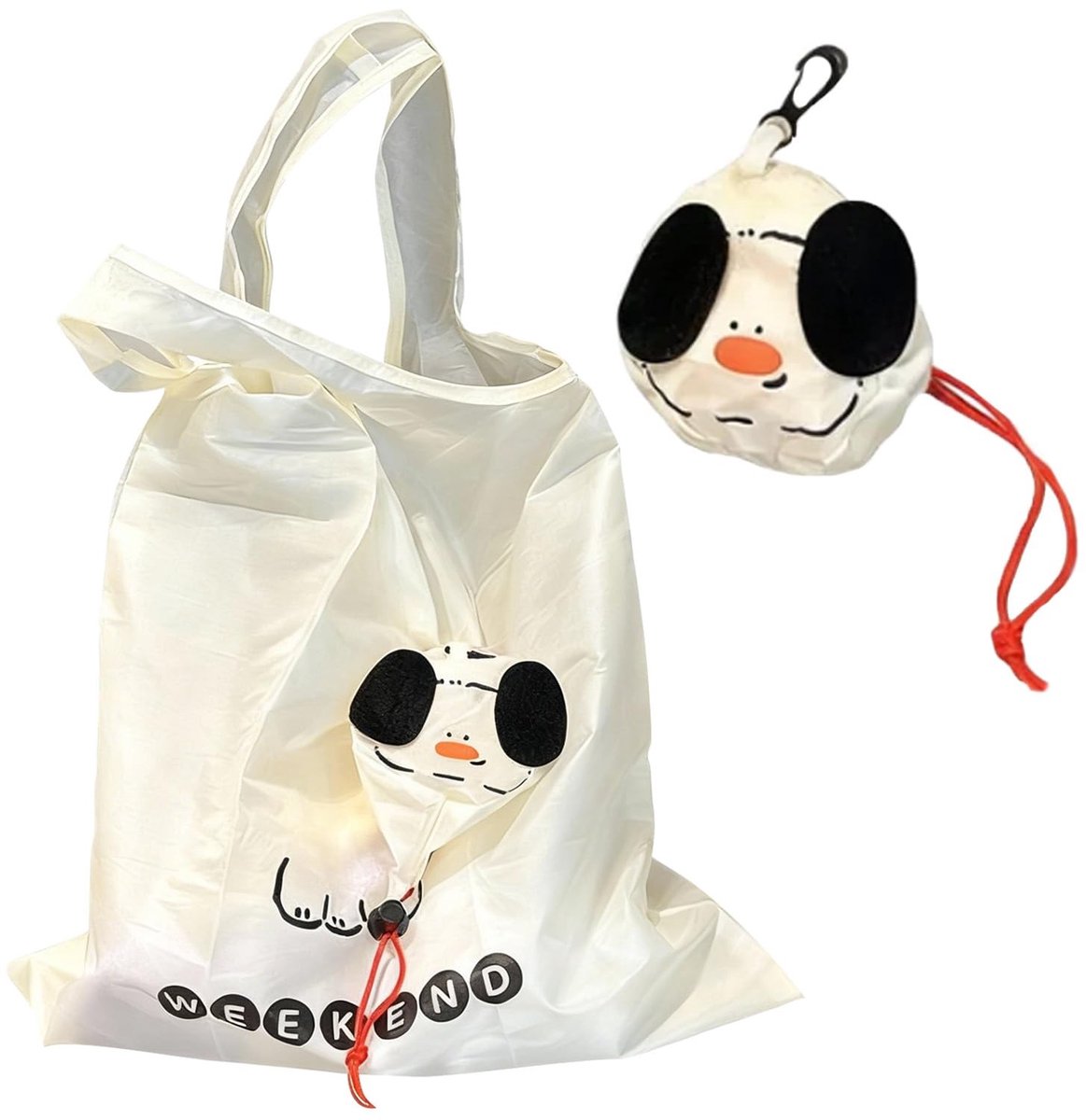 Dailygoods- Boodschappentas Opvouwbaar - Set van 2 - Hondenmotief - Duurzaam Polyester - Lichtgewicht - Eco-vriendelijk - Winkelmandje