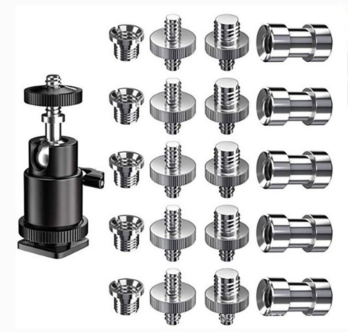 Dailygoods - 21 Stuks Camera Schroef Adapter 1/4 tot 3/8 Inch