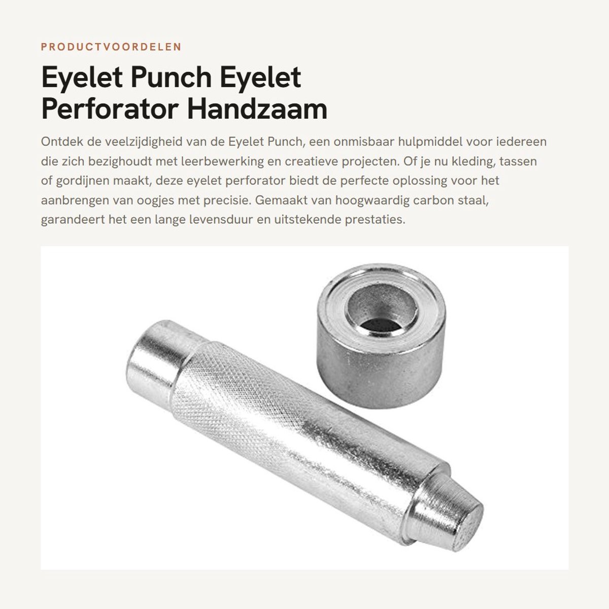 Dailygoods- Ogenpons 20mm - Perforator - Gereedschap - Leerbewerking - Handbagage - Hoogwaardig koolstofstaal - Ogenponsmachine