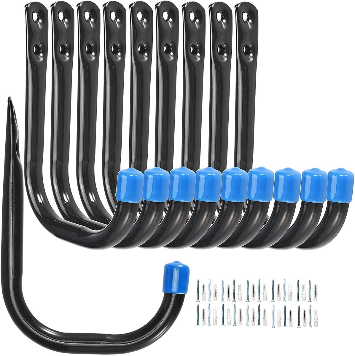 Dailygoods- Opberghaak Zware Kwaliteit - Opberghaken Garage - J-Haak - Wandbeugel - 10 Stuks - Roestvrij Staal