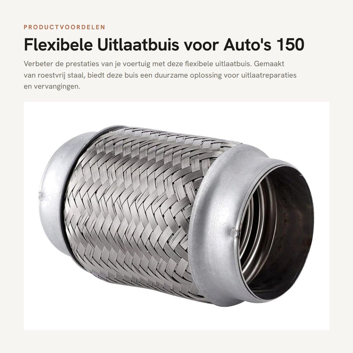 Dailygoods- Flexibele Uitlaatbuis 150 x 76 mm - Roestvrij Stalen Reparatiebuis - Vervangingsaccessoire - Eenvoudig te Installeren - Gevlochten Binnenvoering - Professionele Kwaliteit - Uitlaatpijp