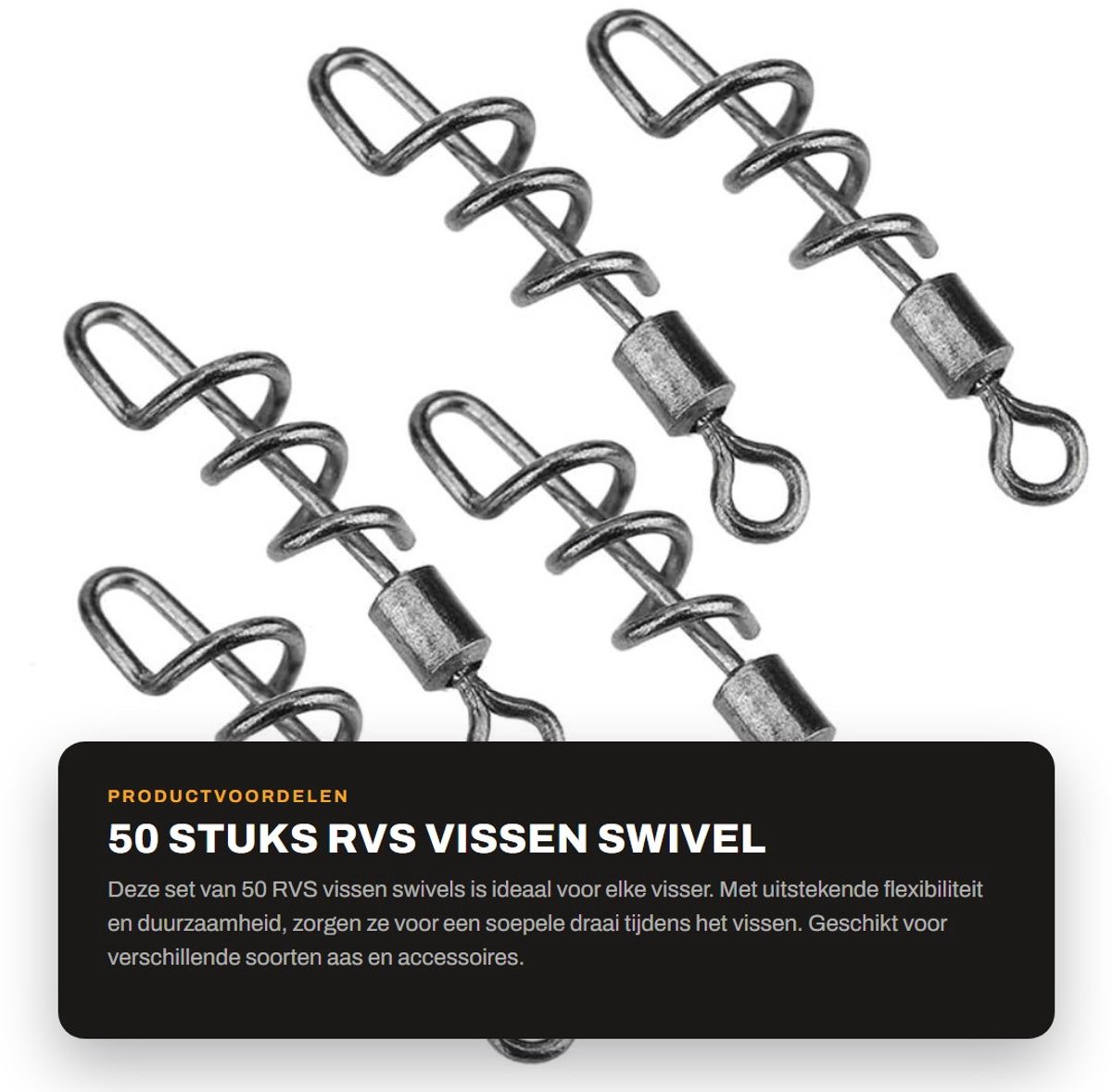 Dailygoods- Vissen Swivel 50 Stks - RVS Connector - Draaibare Schroef Snap - Geschikt voor Aas/Haken - Flexibele Ring - Eenvoudig te Gebruiken - Visconnector
