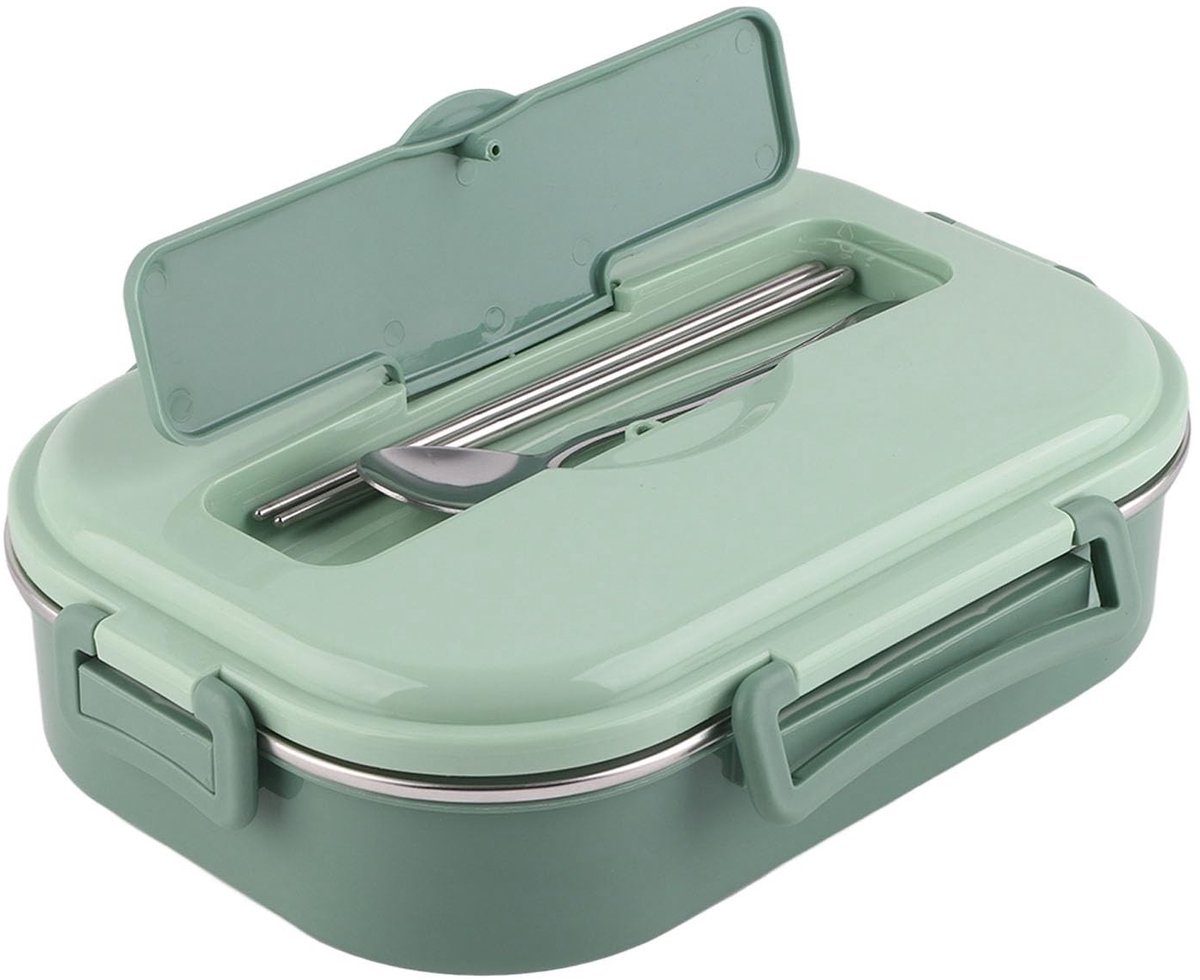Dailygoods- Lunchbox Volwassenen - Draagbaar - 4 Roosters - Roestvrij Staal - Warmte-opslagontwerp - Georganiseerde Opslag - Maaltijdcontainer
