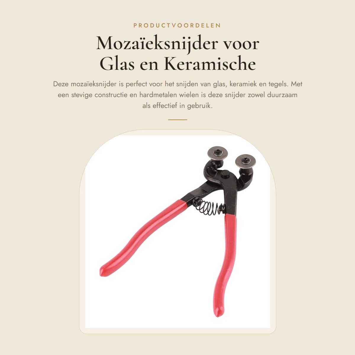 Dailygoods- Mozaïeksnijder 200 mm - Snijden van Glas/Keramische Tegels - Hardmetalen Wielen - Ergonomisch Handvat - Max. Snijdikte 15 mm - Zware Uitvoering - Tegelsnijder