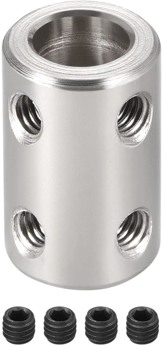 Dailygoods- Stijve Koppeling Roestvrij Staal - Aansluiting Motor - 8 mm Boring - 3D-Printers/Modelboten - L22xD14 - Duurzaam Materiaal - As Koppeling