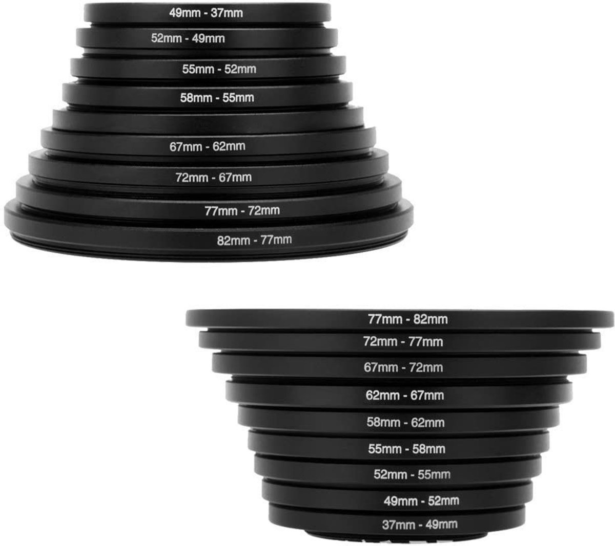 Dailygoods - Filter Ring Adapter Set van 18 Stuks voor Camera Lenzen