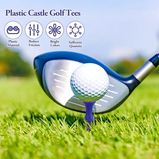 Dailygoods- Golf Tees Kunststof 38 mm - Set van 150 Stuks - Premium Duurzaam - Gegradueerd Ontwerp - Lichtgewicht - Antislip Balpositie - Golfhulp — afbeelding 5