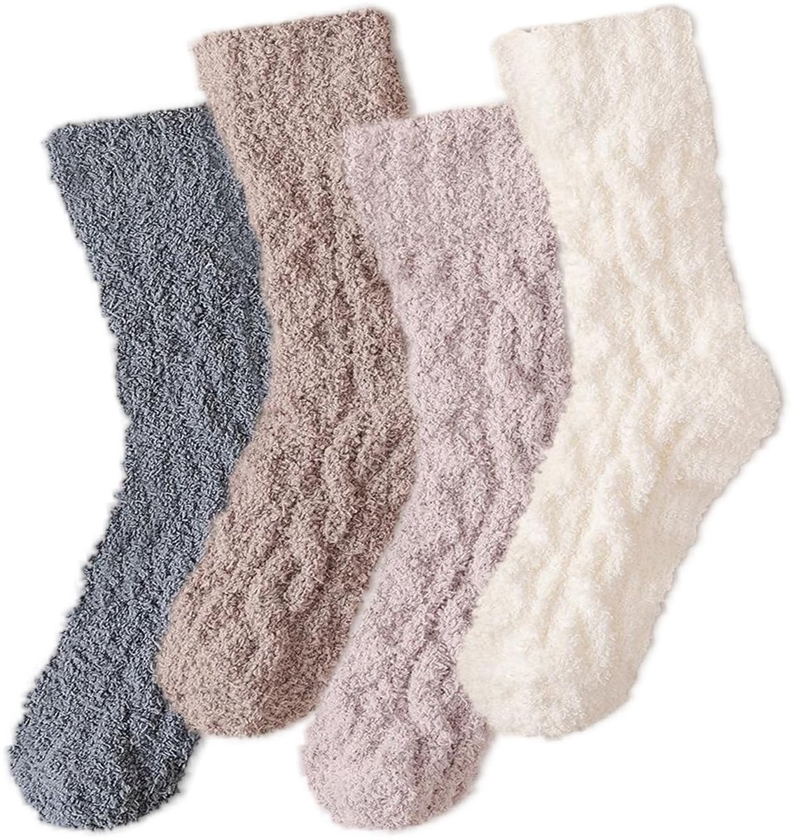 Dailygoods- Knuffelsokken 4 Paar - Dames - Zachte Thermosokken - Warme Wollen Sokken - Antislipstoppers - Ideaal voor Thuis en Slapen