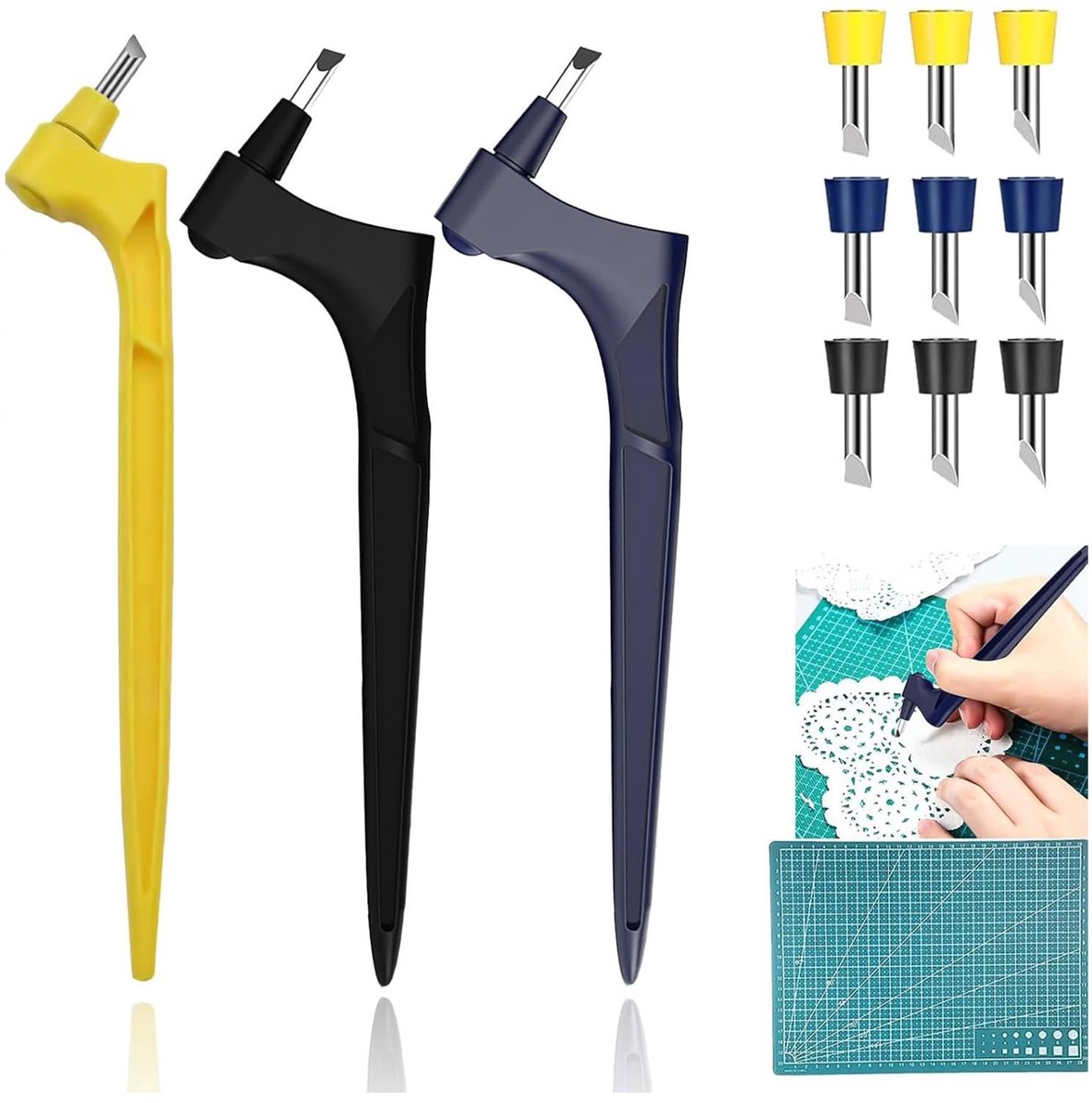 Dailygoods- Messenset 13-delig - Ambachtelijke Snijgereedschappen - Roestvrij Staal - 360 Graden Roterend Mes - Ergonomisch Ontwerp - Duurzaam en Betrouwbaar - Snijgereedschap