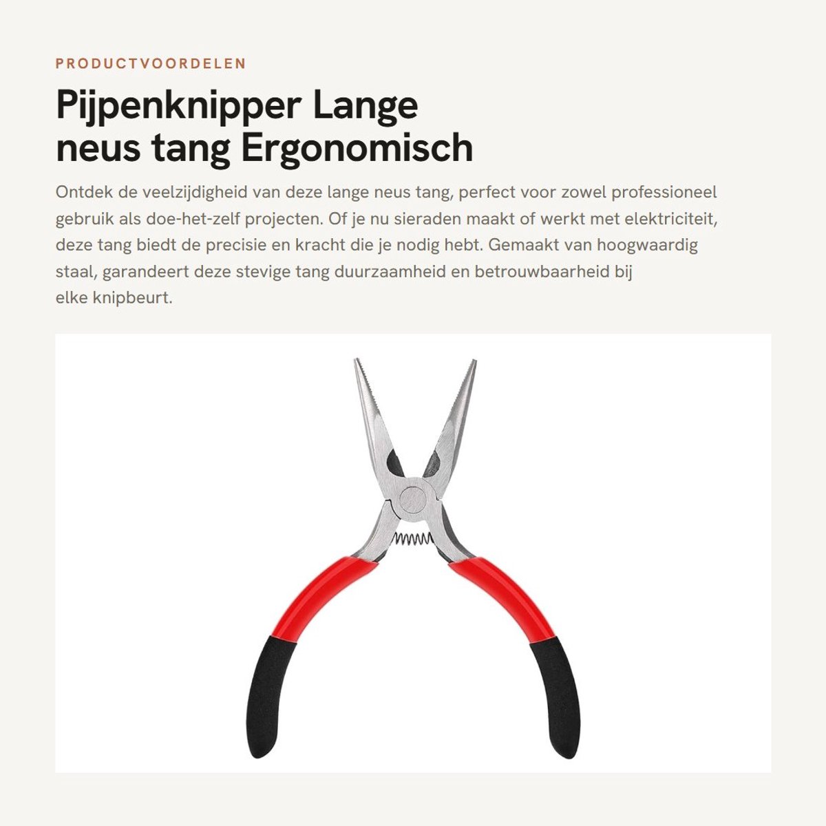 Dailygoods - Pijpenknipper - Lange neus tang - Ergonomisch handvat - Zwart - Draadknippen - Ideaal voor sieraden maken - Geschikt voor elektriciens