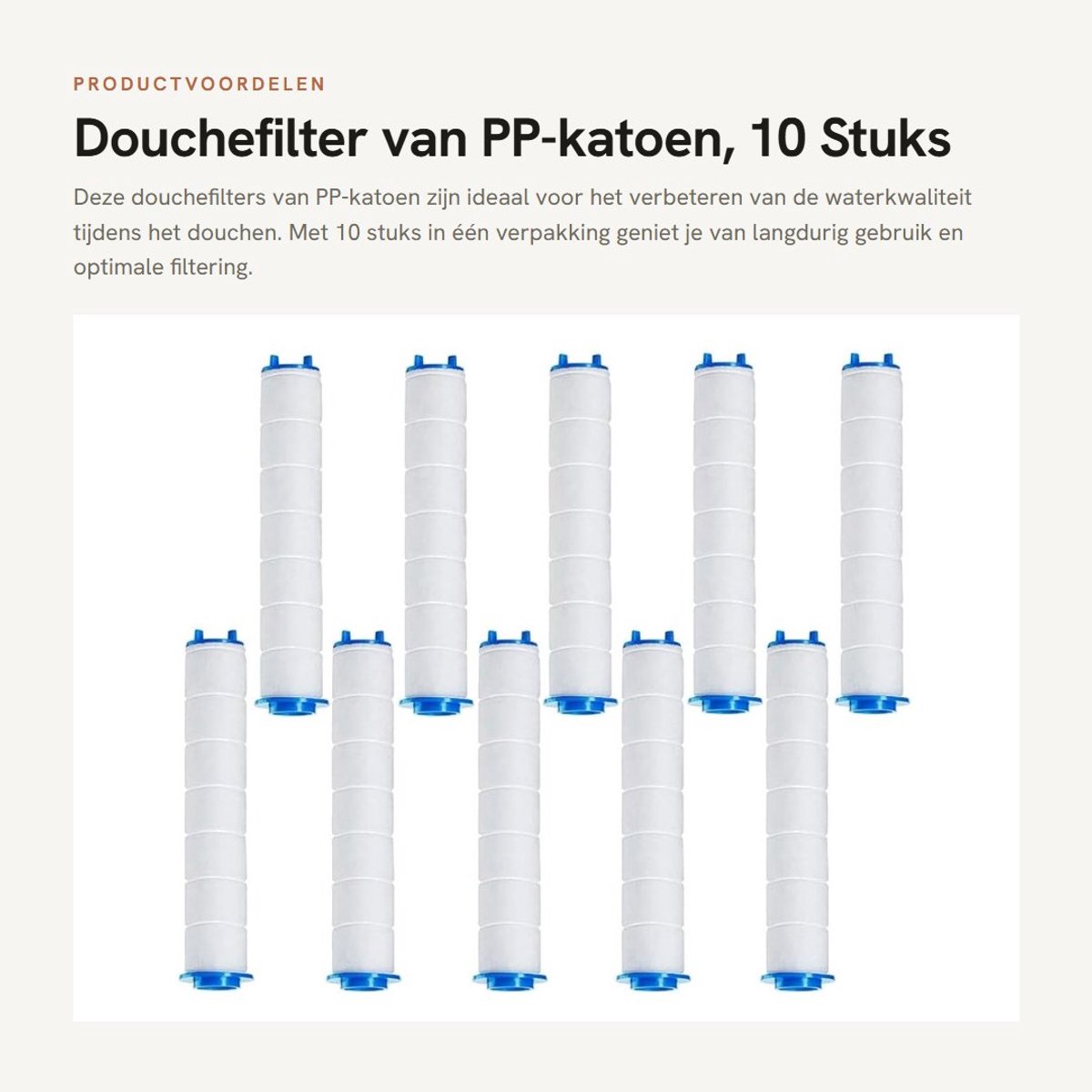 Dailygoods- Douchefilter 10 Stuks - PP-Katoen - Afneembare Handdouche - Hoogwaardig Materiaal - Efficiënt Waterfilter - Veilig en Milieuvriendelijk