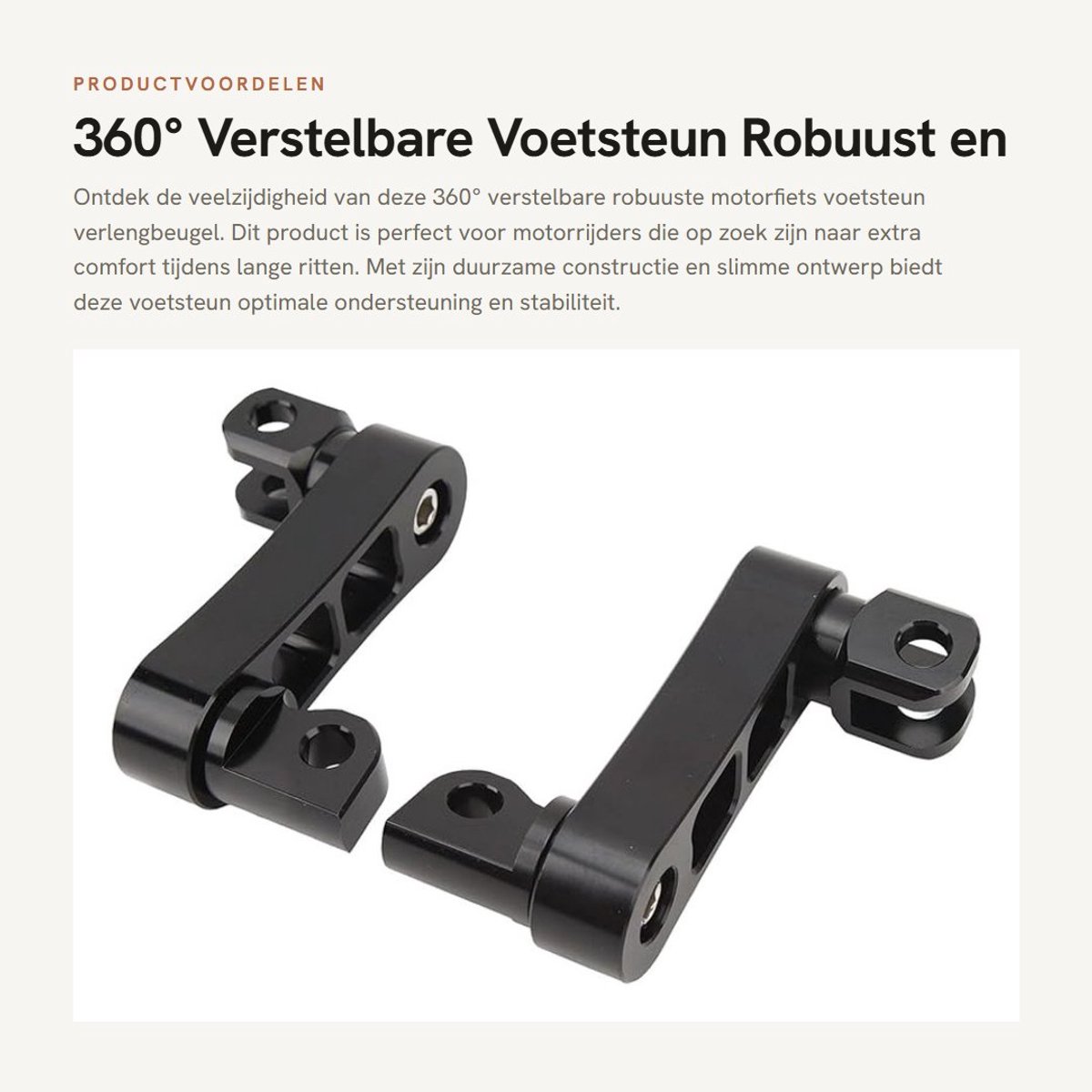 Dailygoods- Voetsteun Verstelbaar - Robuuste Motorfiets Voetsteun - Eenvoudige Installatie - Hoogwaardige Kwaliteit - Geschikt voor Rijders - Upgrade voor Comfort - Motorvoetsteun