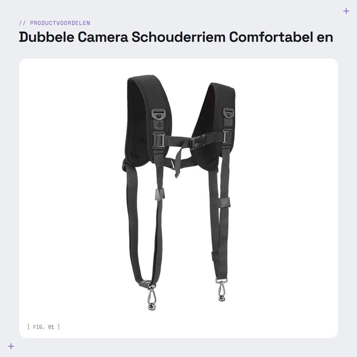 Dailygoods- Schouderriem Dubbel - Schouderband voor Camera - Zacht en Ademend - Schokabsorberend - Verstelbaar - Duurzaam Nylon Materiaal - Camera Strap