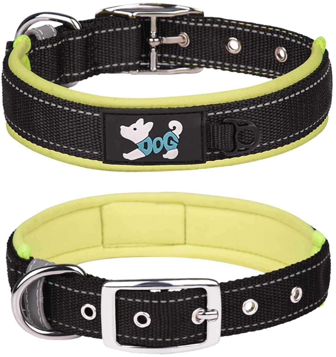 Dailygoods- Hondenhalsband Zacht Neopreen - Verstelbaar - Reflecterend - Nylon - Voor Grote Honden - Maat Medium 38-48cm - Halsband