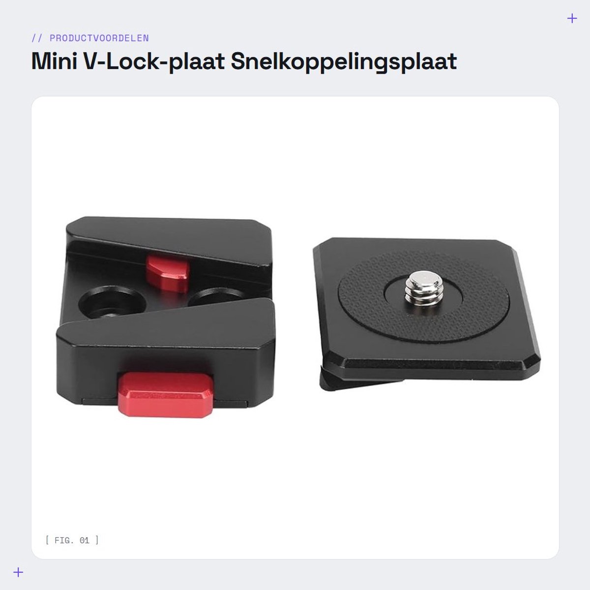 Dailygoods - Mini V-Lock-plaat Snelkoppelingsplaat - Adapter voor Camerastatief - Aluminiumlegering - Zwart - 1/4 Inch Schroef - Geschikt voor Camera...