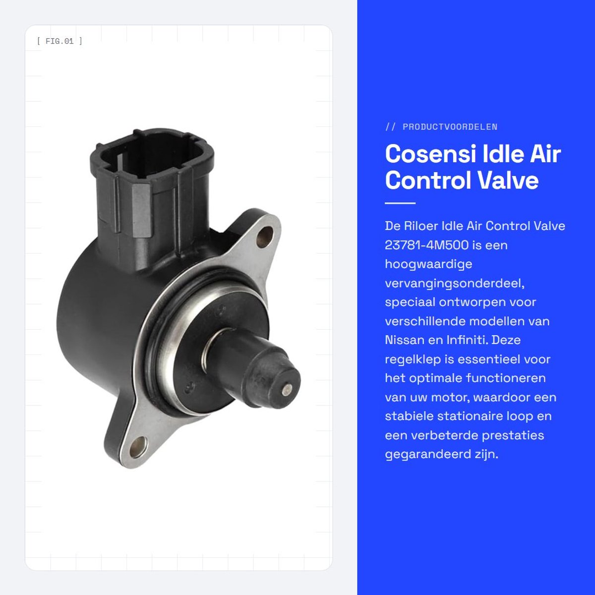 Dailygoods- Idle Air Control Valve - Geschikt voor Nissan Maxima/I30 - 23781-4M500 - V6 GAS DOHC - 3.0L 2988CC - Grijs/Zwart - Luchtregelklep